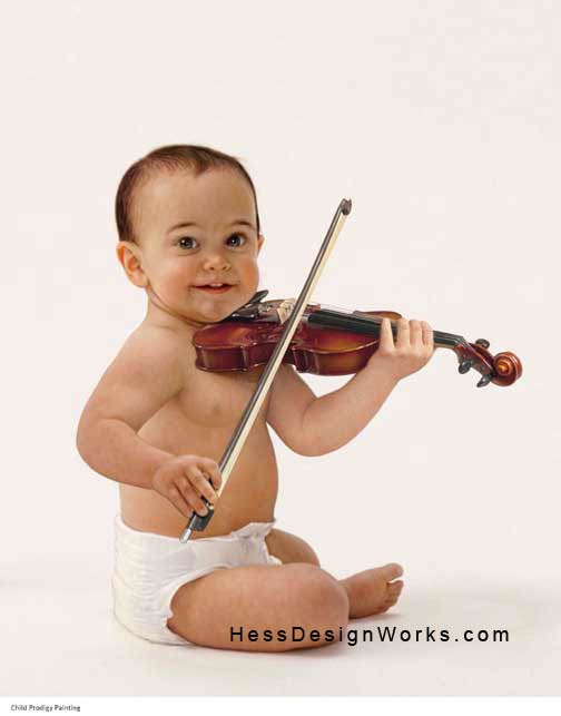 Baby Violin prodigy cute child Stock Art Image