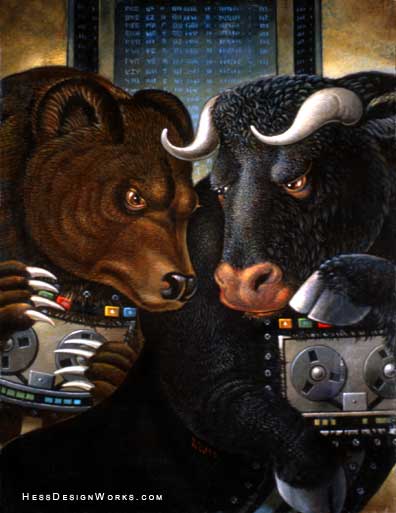 Bull & Bear stock market Stock Art Image