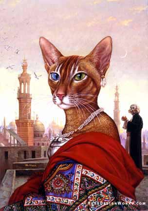 Exotic cat feline fantasy art Stock Image
