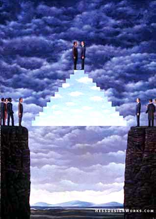 Chasm business men man cliff Stock Image