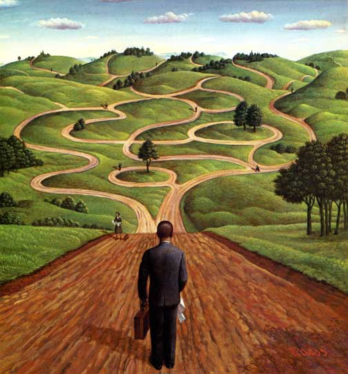 path business man choice land stock art