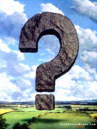 Stone question mark landscape paint stock art