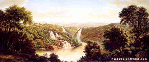 Waterfall water landscape painting stock illustration